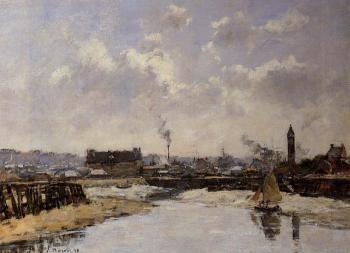 尤金 佈丹 Trouville, the Port, Low Tide, Morning